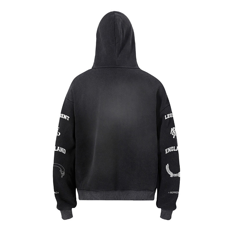 Represent Legacy Crest Hoodie Stained Black