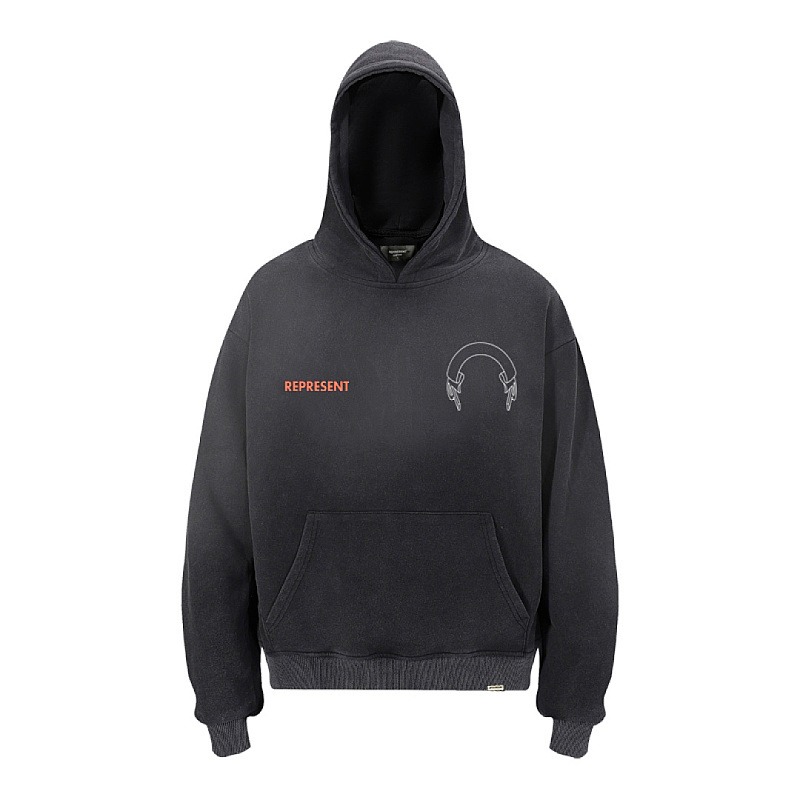 Represent Logo Graphic Hoodie Black