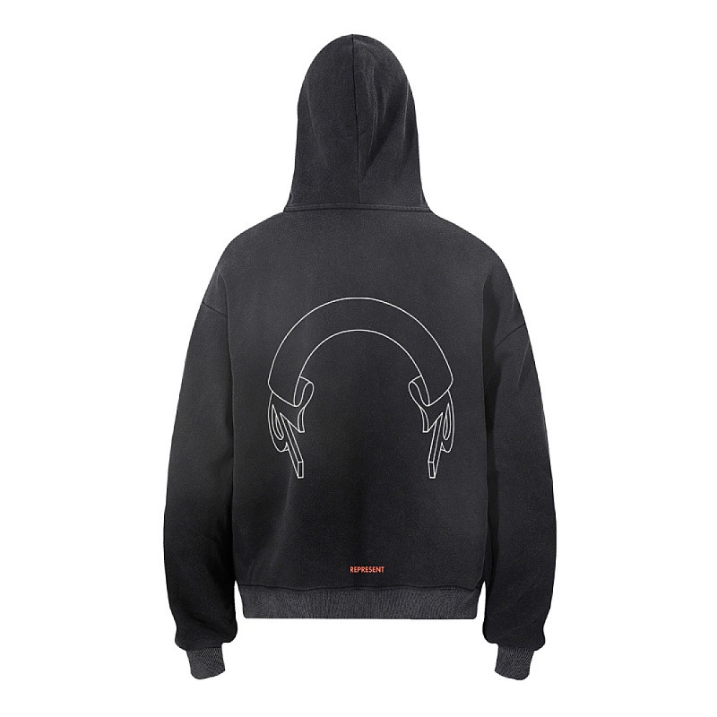Represent Logo Graphic Hoodie Black